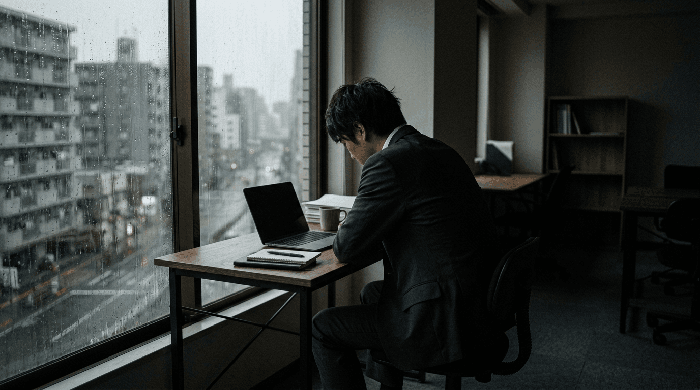 無気力な表情の人物